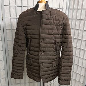 Tristan Men's Quilted Dark Brown Puffer Jacket, Small